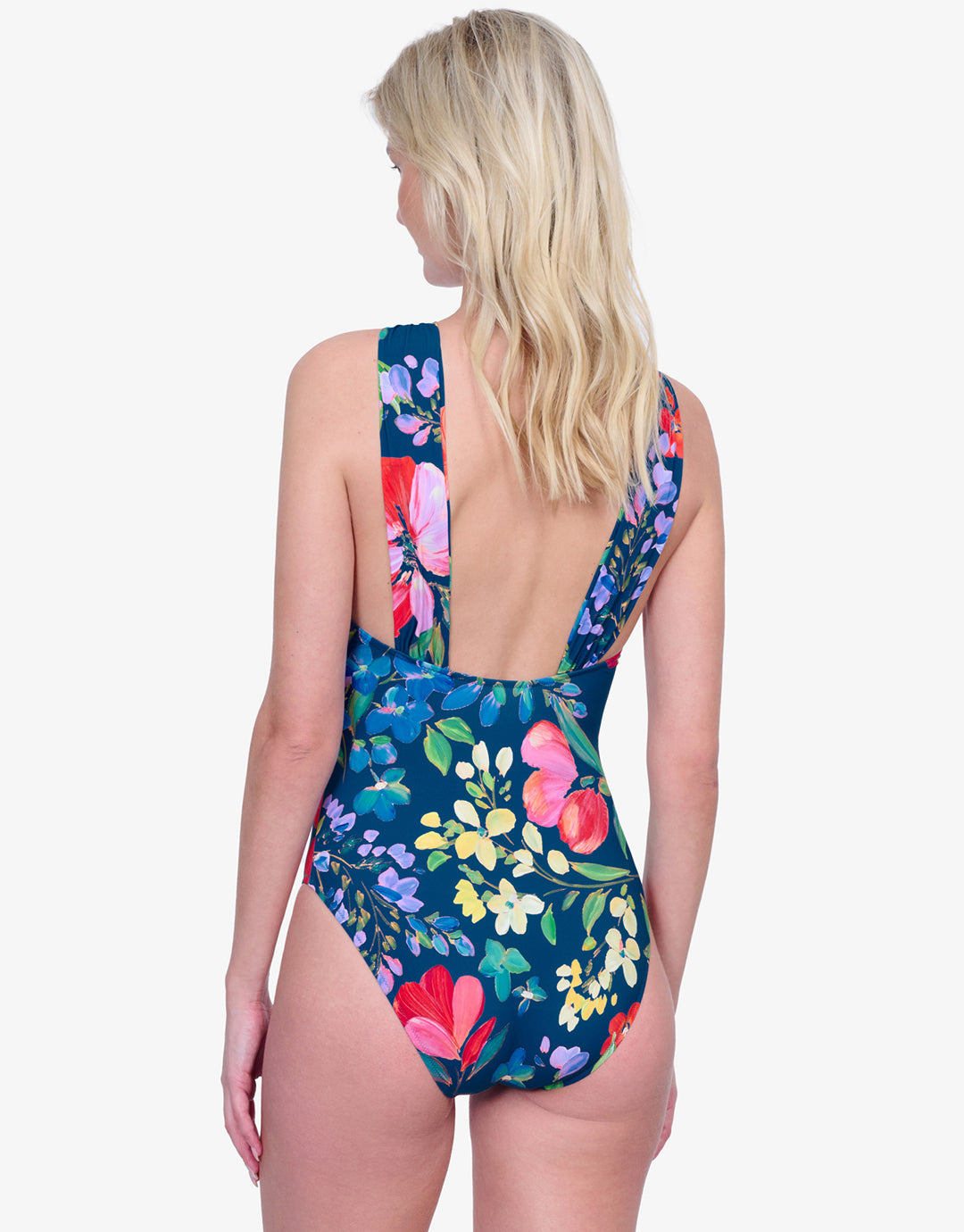 Garden Dream High Neck Swimsuit - Multi Navy - Simply Beach UK