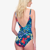 Garden Dream Shaped Square Neck Swimsuit - Multi Navy - Simply Beach UK