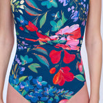 Garden Dream Shaped Square Neck Swimsuit - Multi Navy - Simply Beach UK