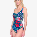 Garden Dream Shaped Square Neck Swimsuit - Multi Navy - Simply Beach UK