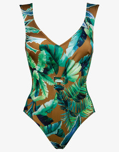 Havana Wide Shoulder One Piece - Tobacco Tropics - Simply Beach UK