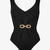 Sailor Luxe Wide Shoulder Swimsuit - Black - Simply Beach UK