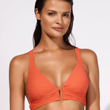 Honesty Banded Bikini Top - Flame - Simply Beach UK