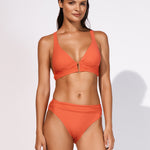 Honesty Banded Bikini Top - Flame - Simply Beach UK