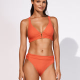 Honesty Banded Bikini Top - Flame - Simply Beach UK