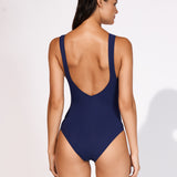 Elements Plunge Ruched Front Swimsuit - Indigo - Simply Beach UK