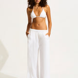 Crinkle Twill Beach Pant - White - Simply Beach UK