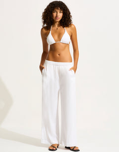 Crinkle Twill Beach Pant - White - Simply Beach UK