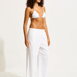 Crinkle Twill Beach Pant - White - Simply Beach UK