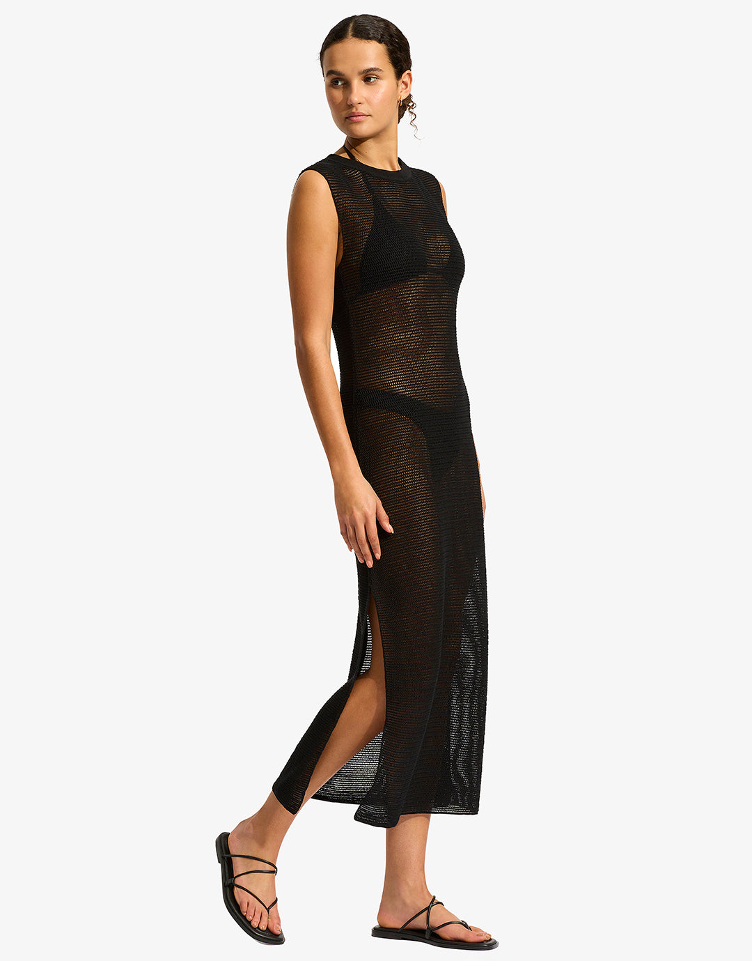 Beach Edit Maxi Knit Dress - Black - Simply Beach UK