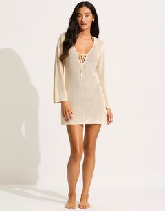 Isla Palm Knit Cover Up - Ecru - Simply Beach UK