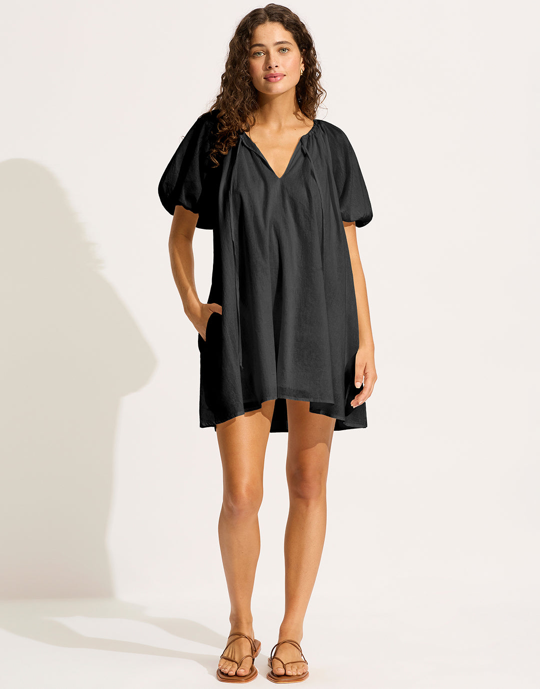 Mini Babydoll Beach Dress - Black - Simply Beach UK