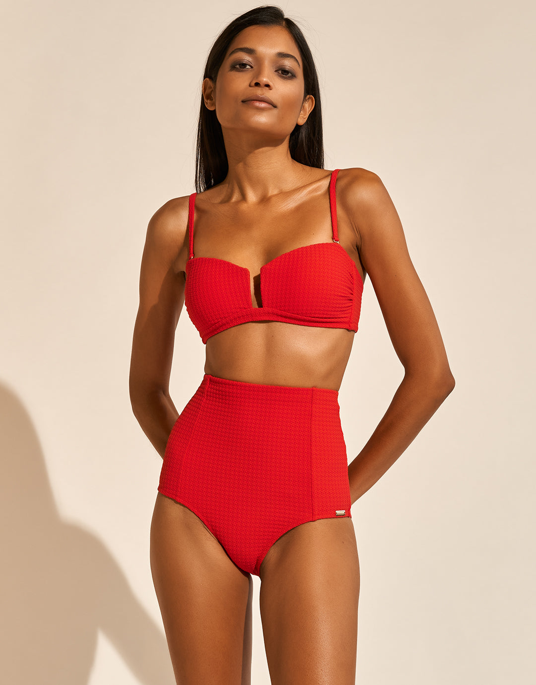 The Bloom Bandeau Bikini Top - Radiant Red - Simply Beach UK