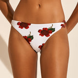 The Bloom Ring Side Bikini Pant - White Red - Simply Beach UK