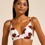 The Bloom Bralette Bikini Top - White Red - Simply Beach UK