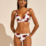 The Bloom Bralette Bikini Top - White Red - Simply Beach UK