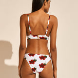 The Bloom Bralette Bikini Top - White Red - Simply Beach UK