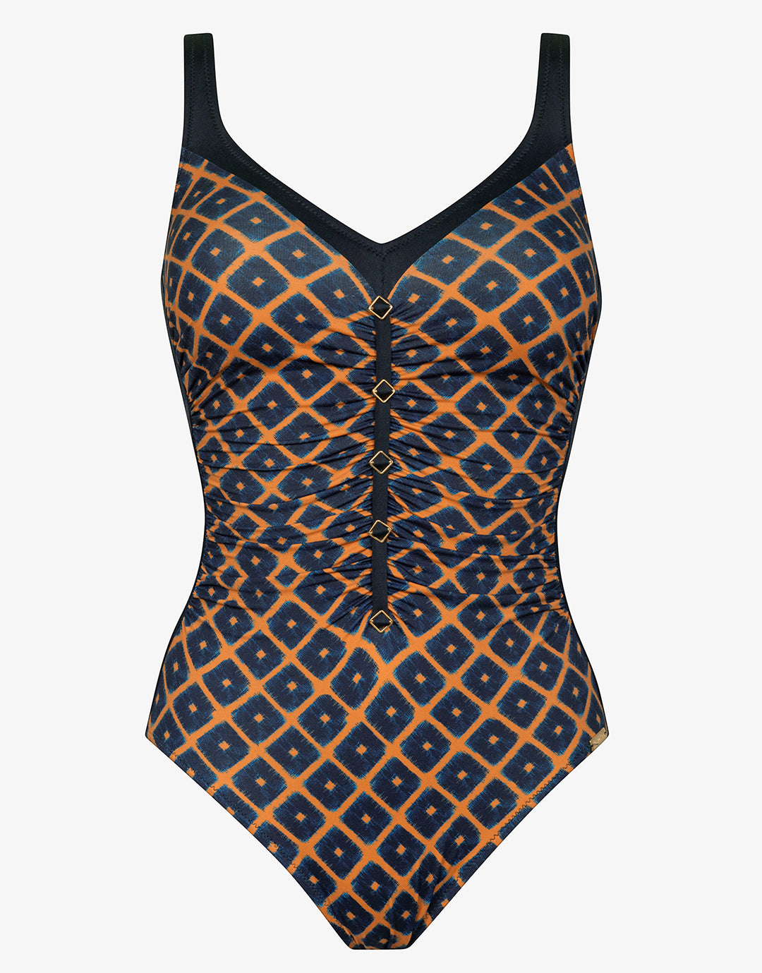 Tobacco Fields Detail Front Swimsuit - Tabac Black - Simply Beach UK