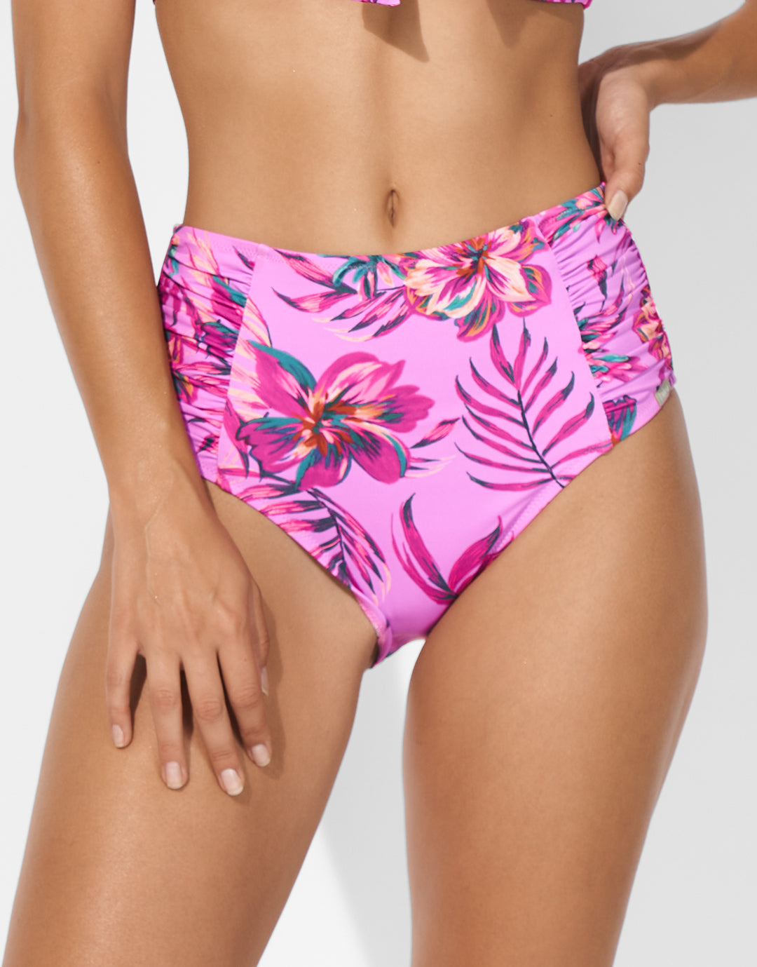 Tropic Radiance High Waist Bikini Pant - Electric Pink - Simply Beach UK