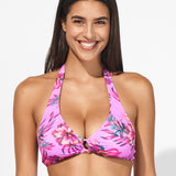 Tropic Radiance Halter Bikini Top - Electric Pink - Simply Beach UK