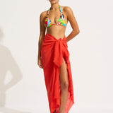 Textured Cotton Beach Wrap - Flame - Simply Beach UK