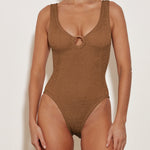 Celine Swimsuit with Tonal Hoops - Metallic Cocoa - Simply Beach UK