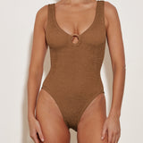 Celine Swimsuit with Tonal Hoops - Metallic Cocoa - Simply Beach UK