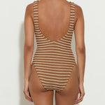 Celine Swimsuit with Tonal Hoops - Metallic Cocoa Stripe - Simply Beach UK