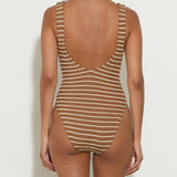 Celine Swimsuit with Tonal Hoops - Metallic Cocoa Stripe - Simply Beach UK