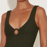 Celine Swimsuit with Tonal Hoops - Metallic Khaki - Simply Beach UK