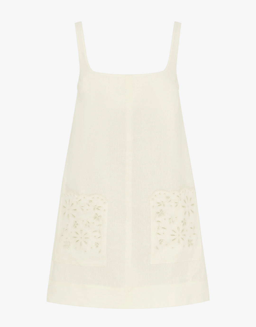 Creme Embroidered Shift Mini Dress - White - Simply Beach UK