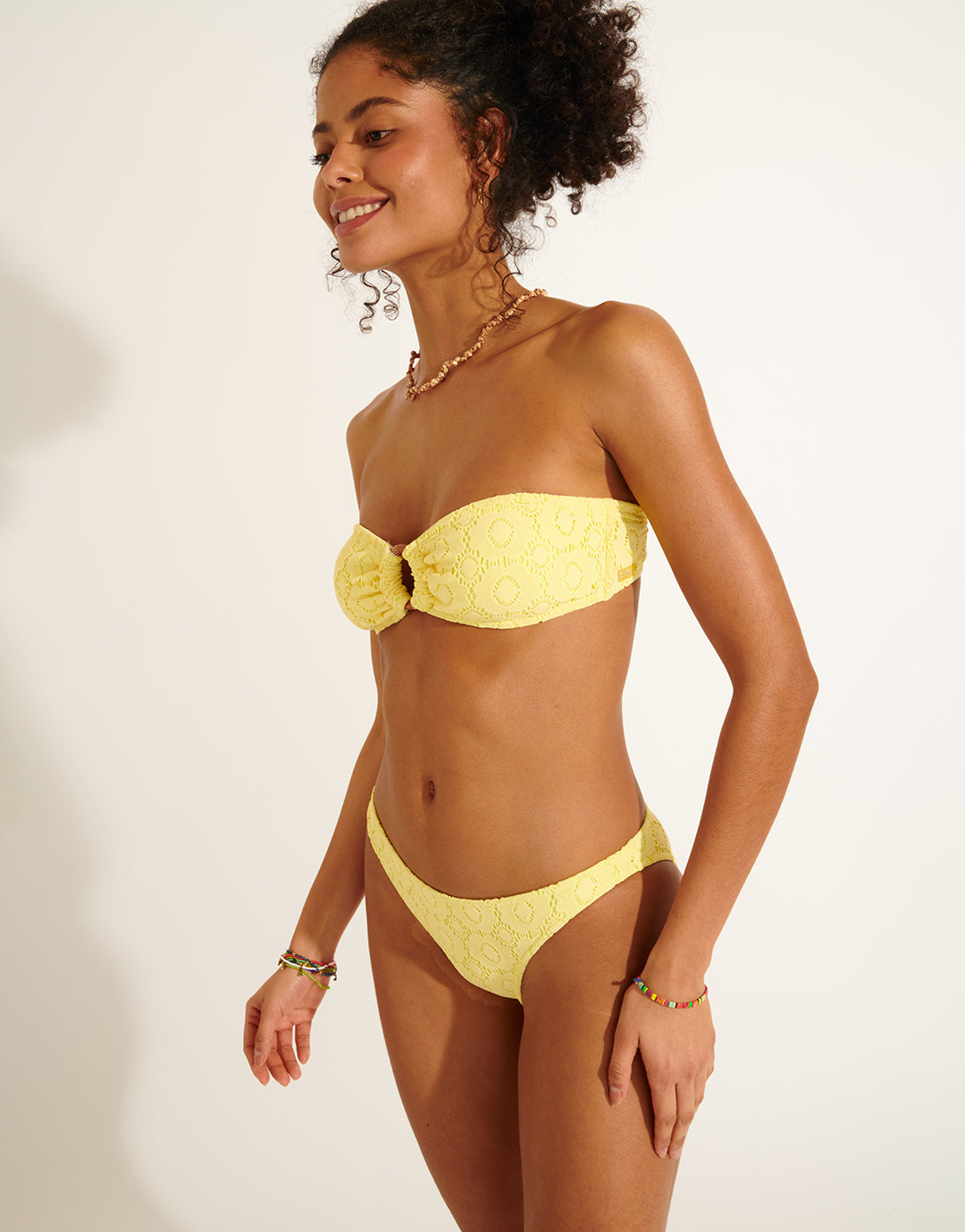 Sun Lace Myero Ring Bandeau Bikini Top - Yellow - Simply Beach UK