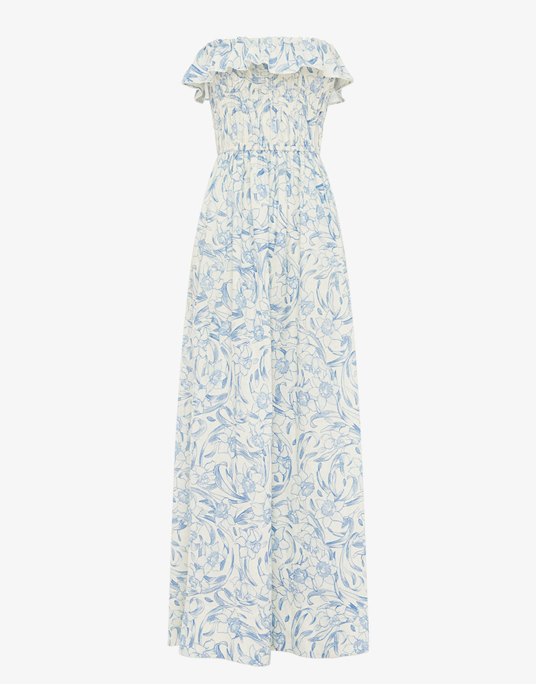 Daffodil Shirred Midi Dress - Blue Print - Simply Beach UK