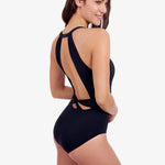 Profile Tutti Frutti High Neck Keyhole Back Swimsuit - Black - Simply Beach UK