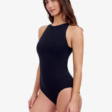 Profile Tutti Frutti High Neck Keyhole Back Swimsuit - Black - Simply Beach UK