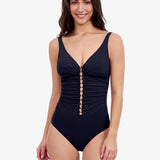 Profile Tutti Frutti D Cup V Neck Ladder Swimsuit - Black - Simply Beach UK