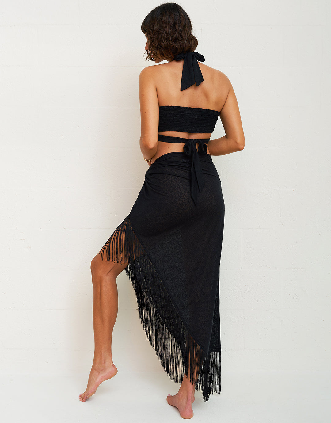 Black beach sarong skirt best sale