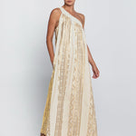 Classic Triangle Asymmetrical Maxi Dress - Natural and Gold - Simply Beach UK