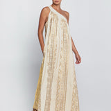 Classic Triangle Asymmetrical Maxi Dress - Natural and Gold - Simply Beach UK