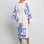 Feather Midi Kaftan  - White and Blue - Simply Beach UK