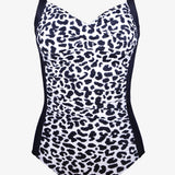 Lucille Longer Length Swimsuit - Black and Leopard - Simply Beach UK