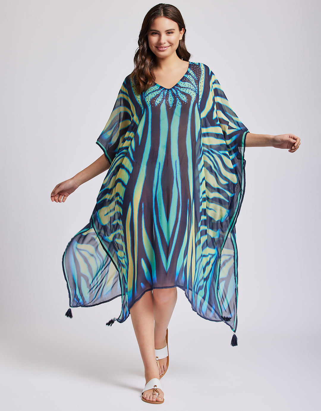 Fuego Poncho Kaftan Multi Blue