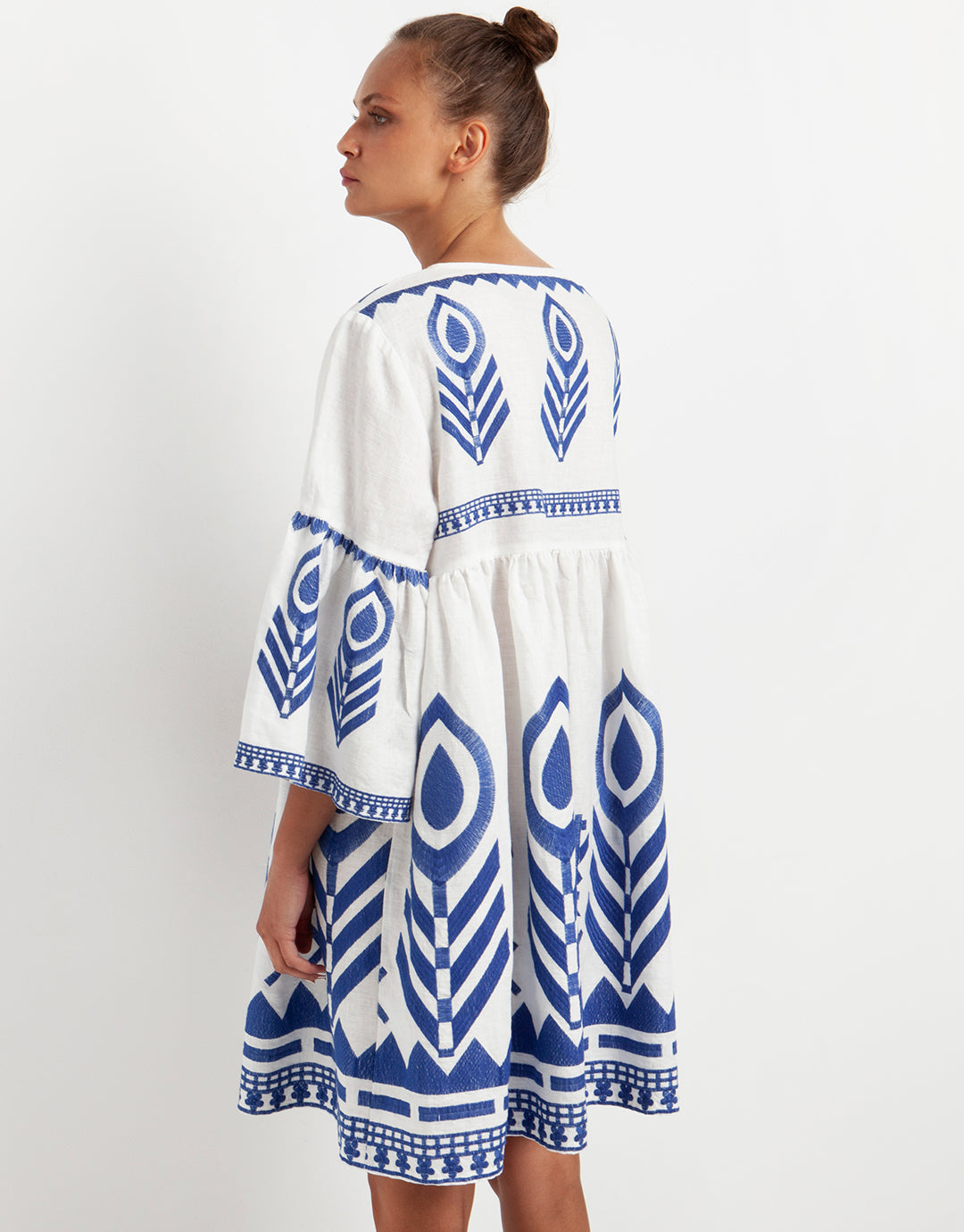 Feathers Mini Dress - White and Blue - Simply Beach UK