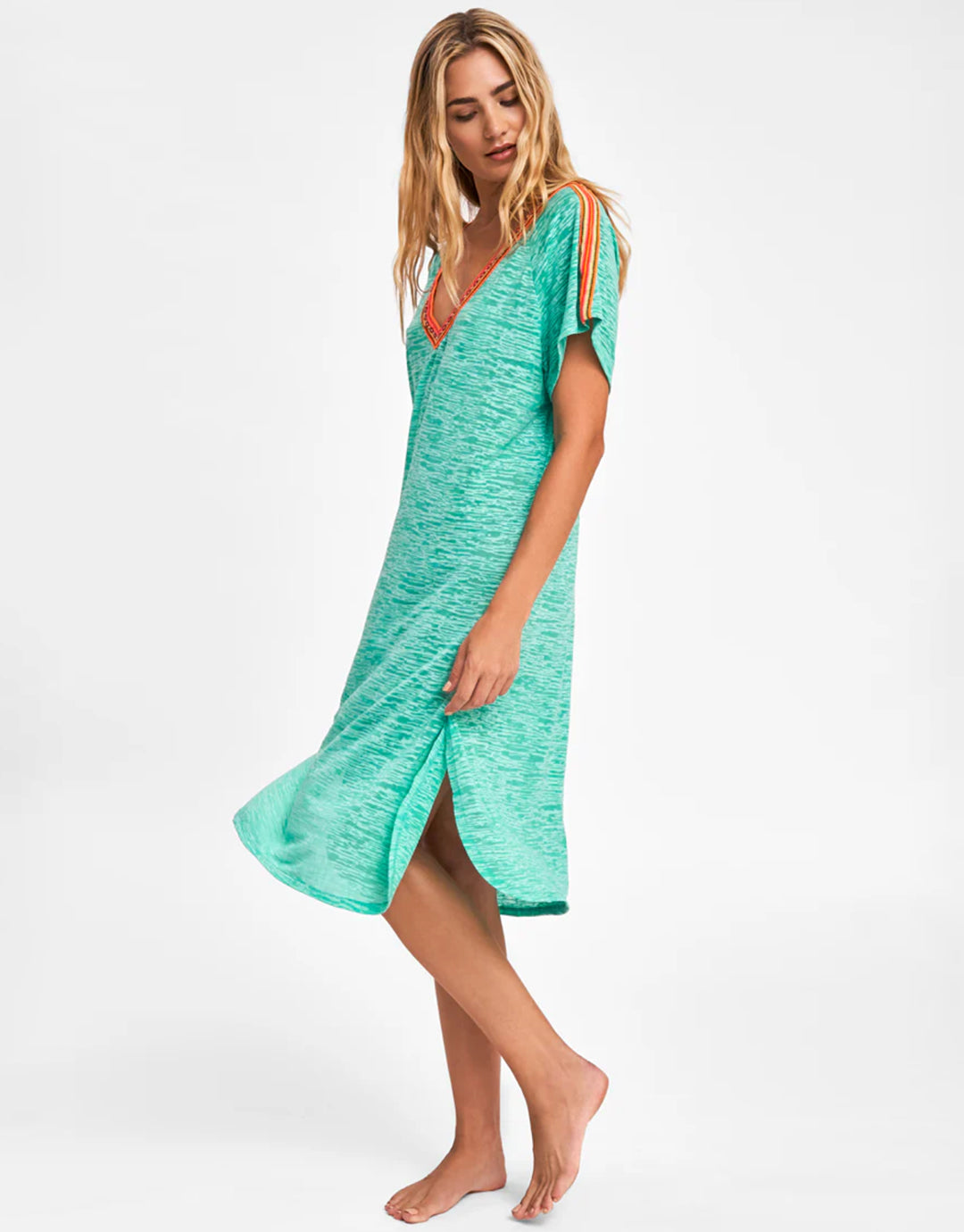 V Back Dress - Mint with Orange - Simply Beach UK