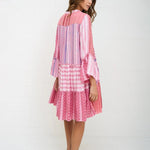 Patchwork Mini Boho Dress - Pink - Simply Beach UK