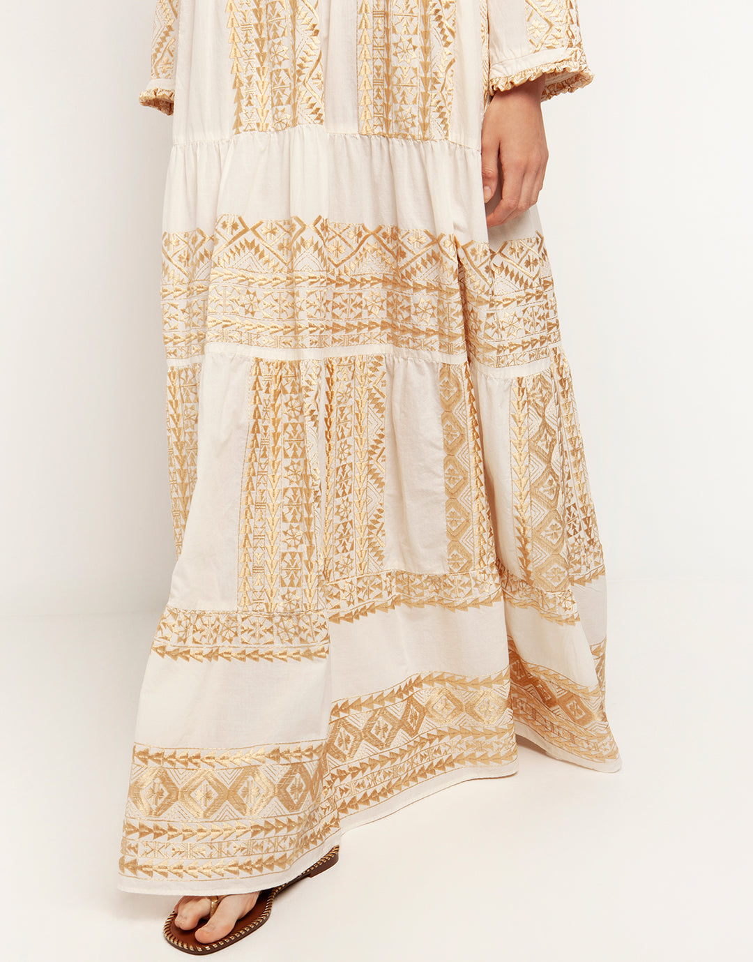 Classic Triangle Maxi Dress - Natural and Gold - Simply Beach UK