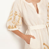 Feather Maxi Kaftan - Natural and Gold - Simply Beach UK