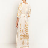 Feather Maxi Kaftan - Natural and Gold - Simply Beach UK