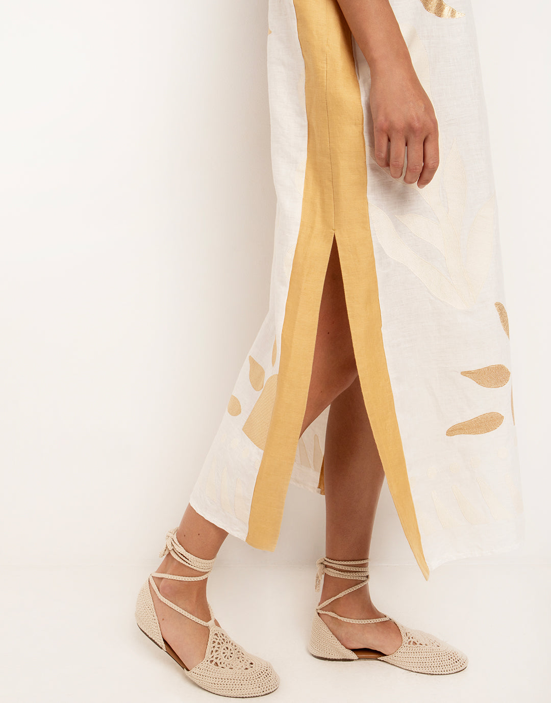 Sun Midi Kaftan  - White and Yellow - Simply Beach UK