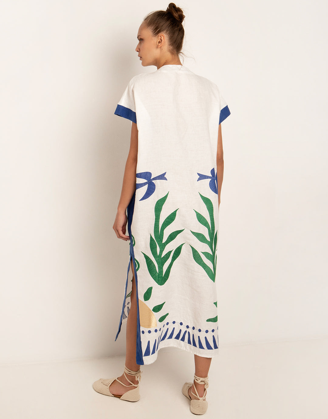 Sun Midi Kaftan  - White Green and Blue - Simply Beach UK